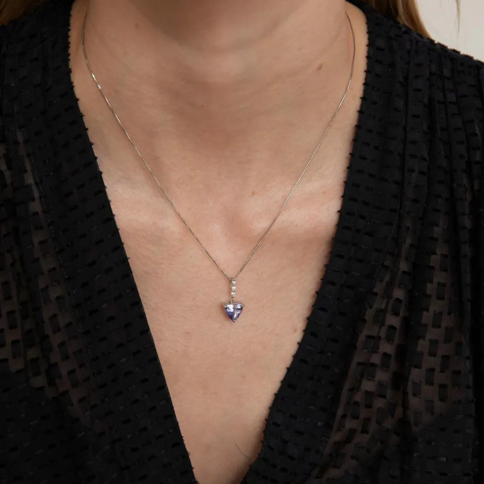 Collier Pendentif Tanzanite Diamants