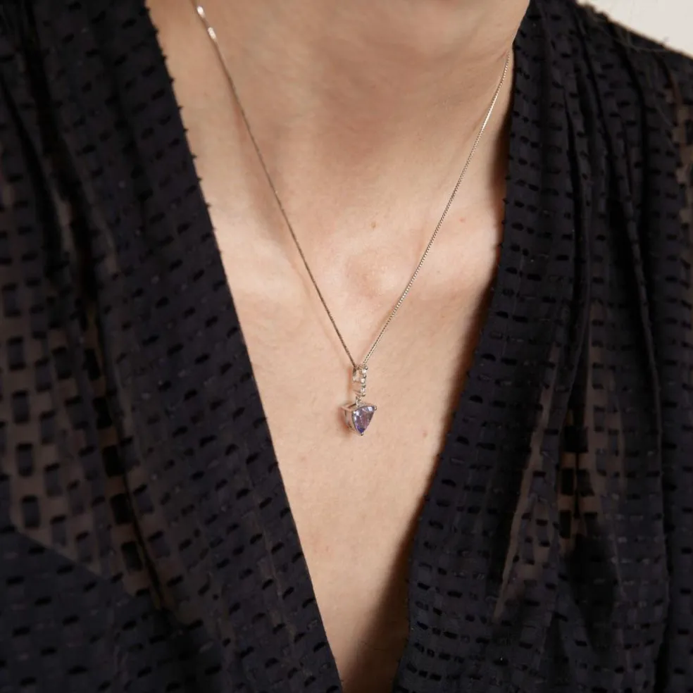 Collier Pendentif Tanzanite Diamants