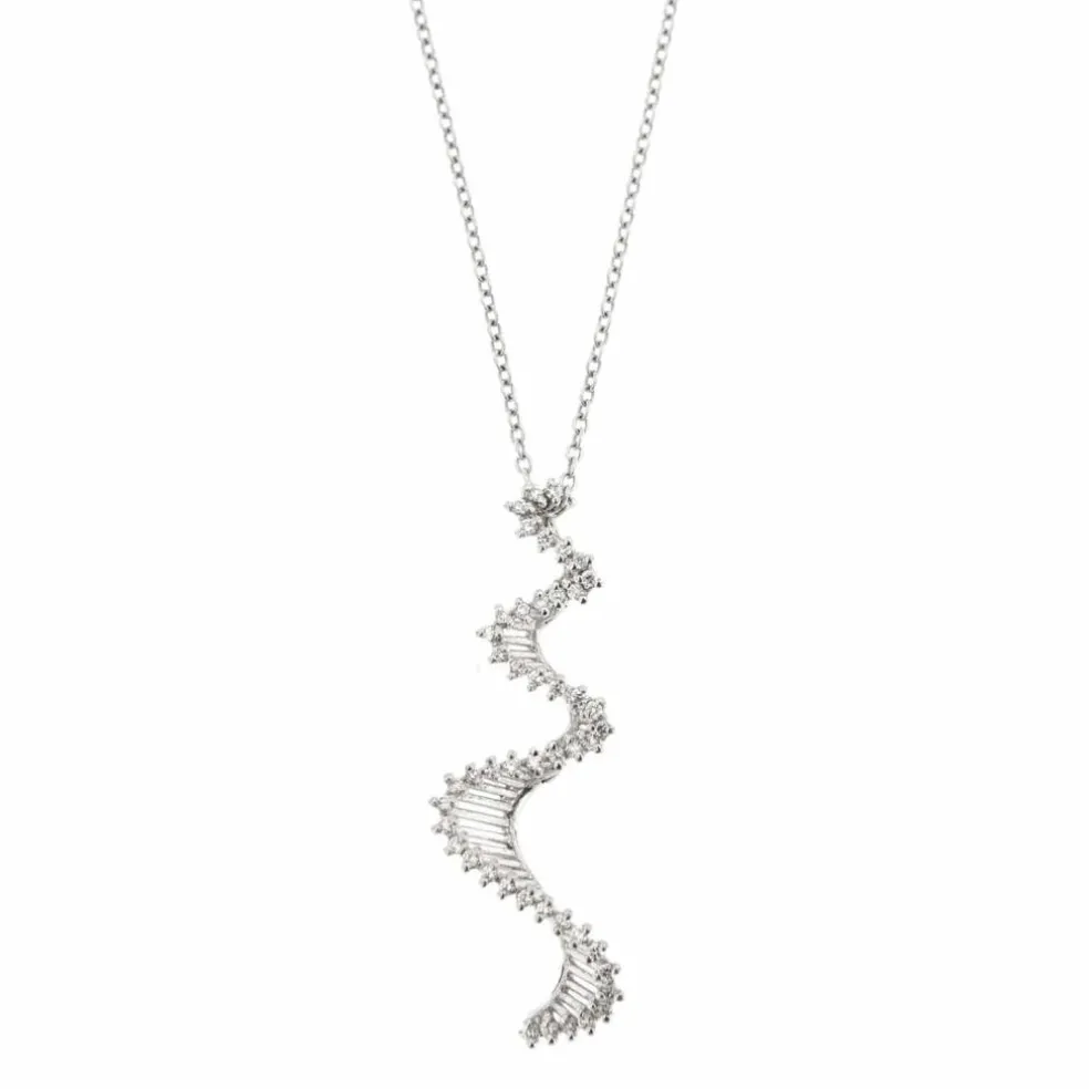 Collier pendentif Vague diamants