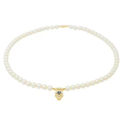 Collier Perle Or jaune Saphir, Diamant