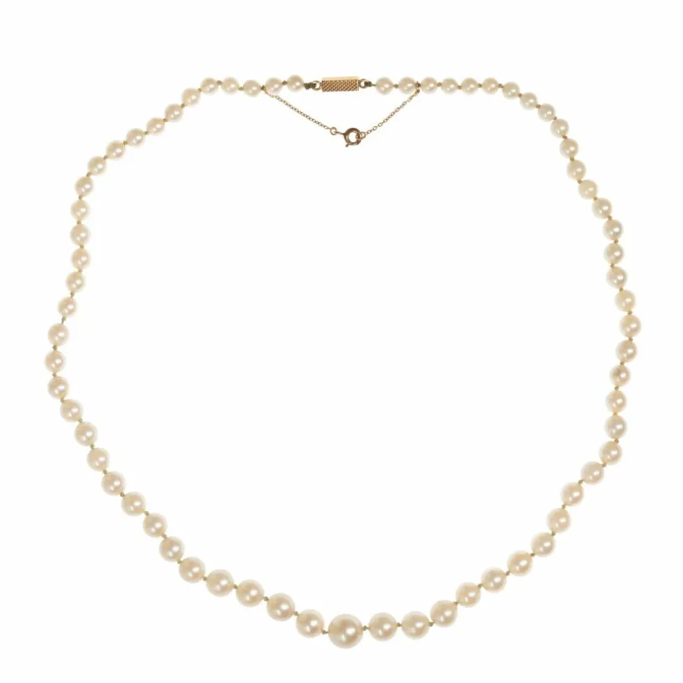 Collier Perles 40 cm Or Jaune 18 Carats