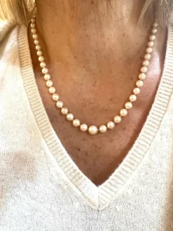 Collier Perles 40 cm Or Jaune 18 Carats