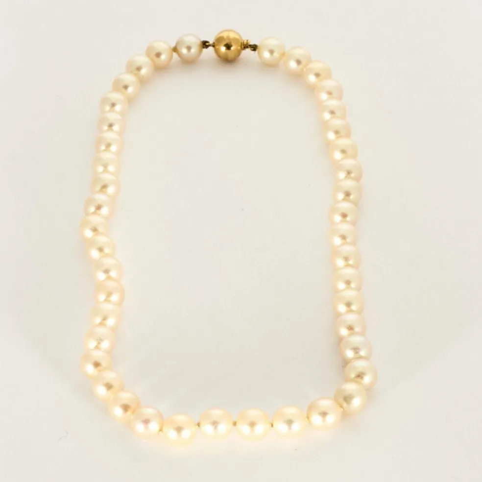 Collier Perles Akoya or jaune