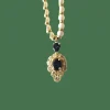 Collier perles de culture et or jaune saphirs et diamants