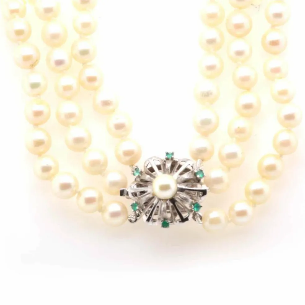 Collier perles de culture trois rangs