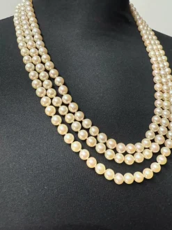 Collier Perles de culture- 3 rangs - Fermoir Or blanc