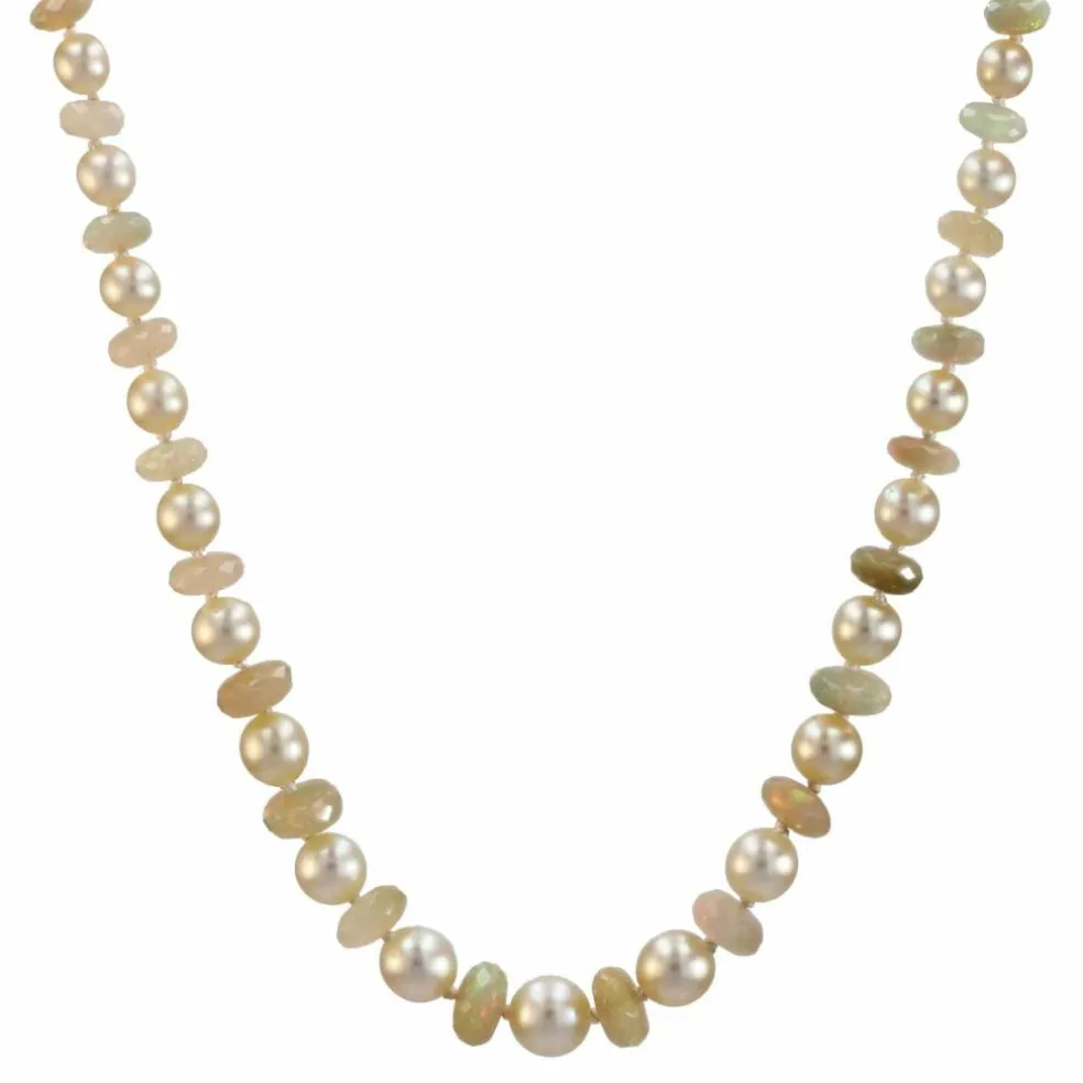 Collier perles de culture et perles d'opales facetté