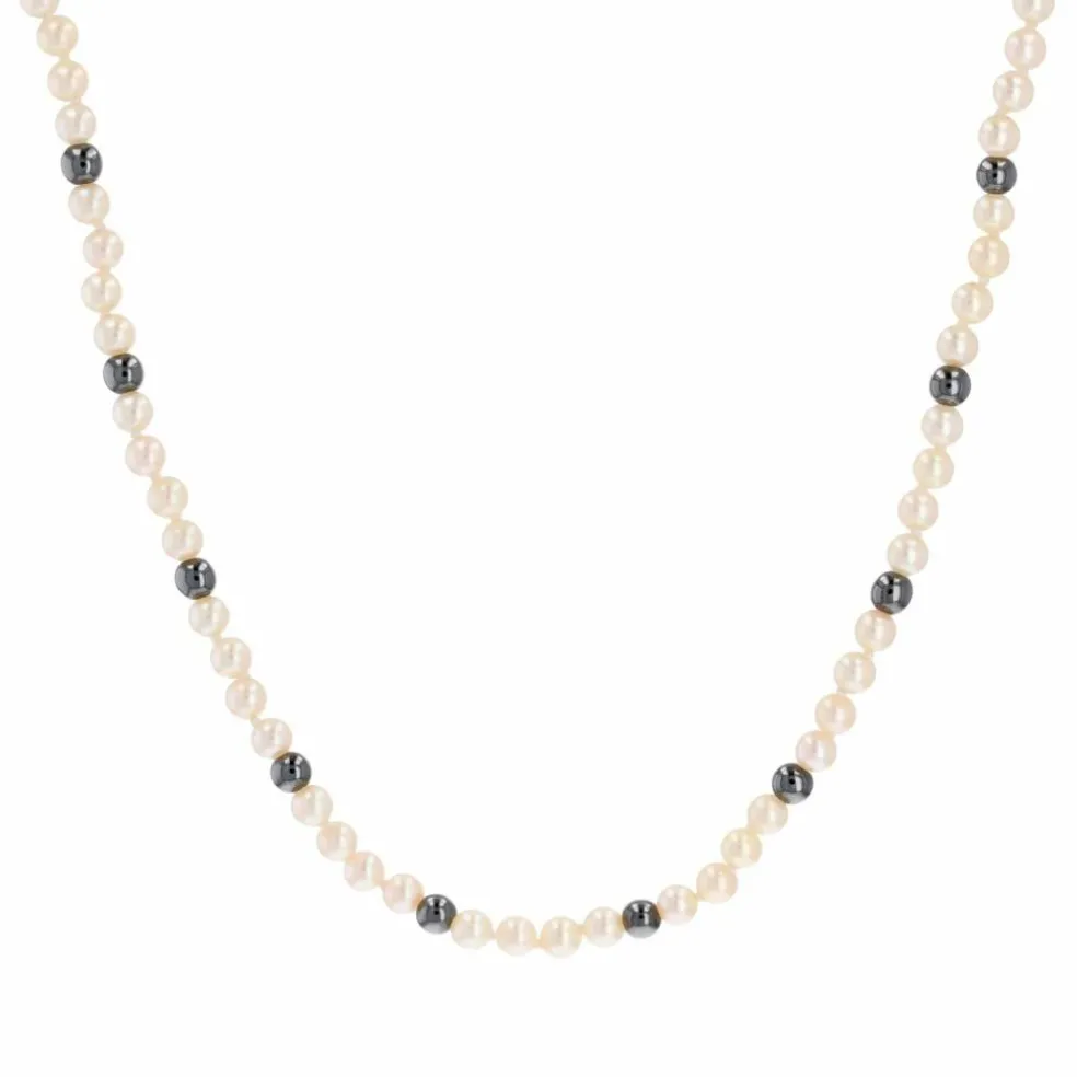 Collier perles de culture et hématites