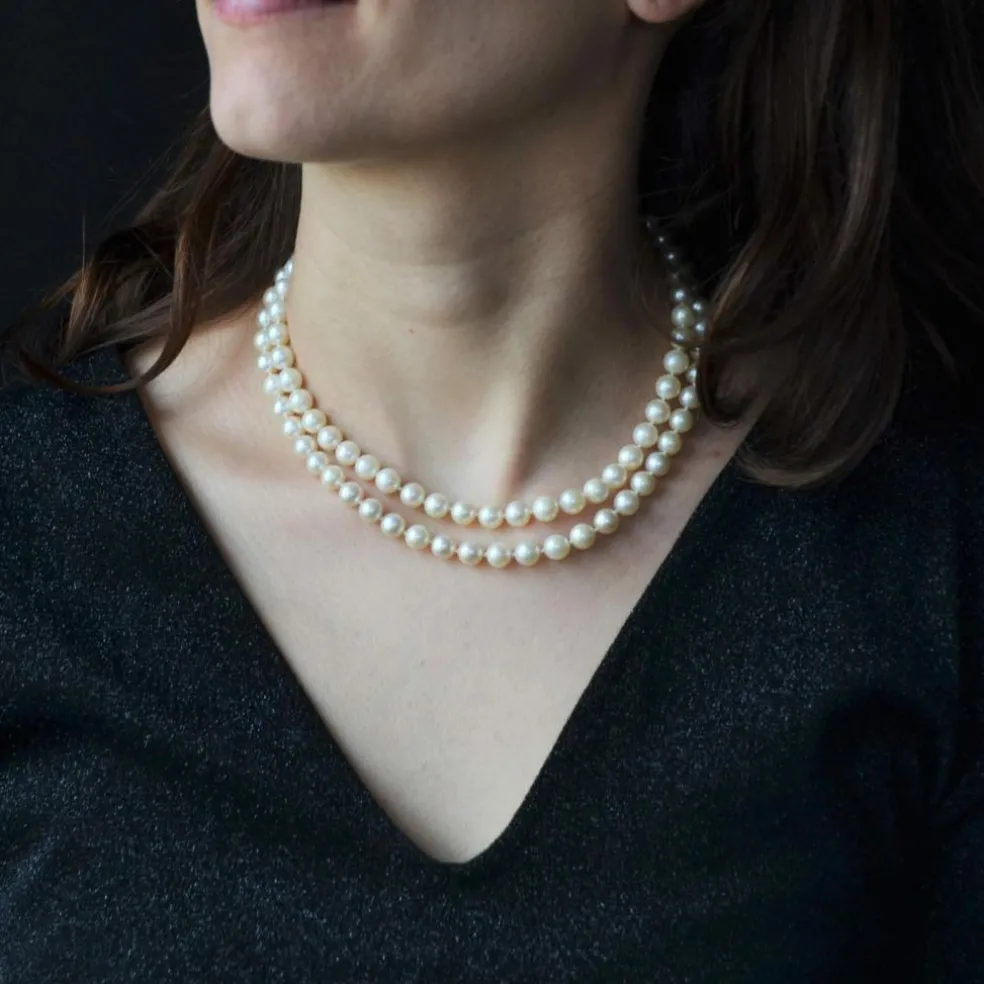 Collier perles de culture double rang