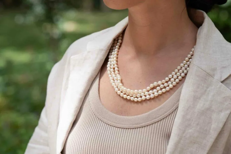Collier perles de culture trois rangs