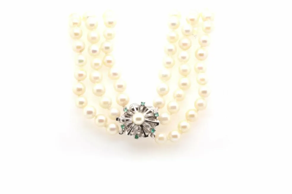 Collier perles de culture trois rangs
