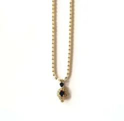 Collier perles de culture et or jaune saphirs et diamants