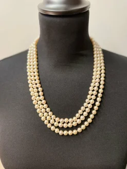 Collier Perles de culture- 3 rangs - Fermoir Or blanc