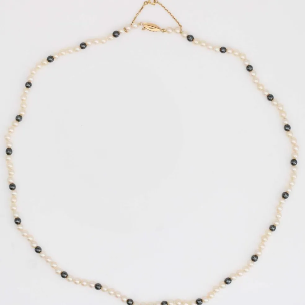 Collier perles de culture et hématites