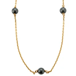 Collier Perles D'hématite Or Jaune