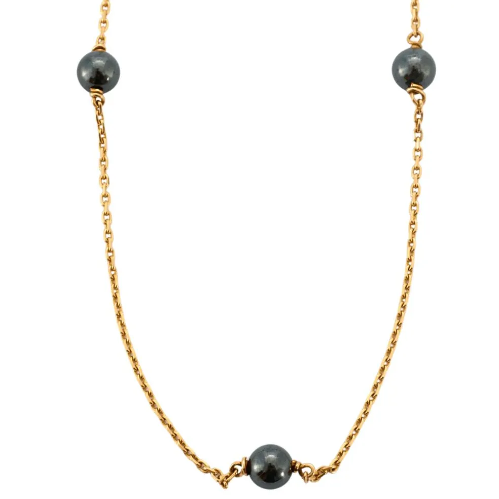 Collier Perles D'hématite Or Jaune