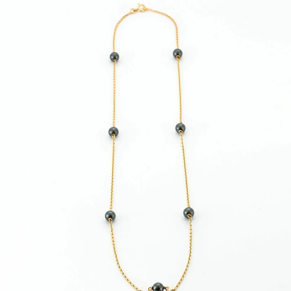 Collier Perles D'hématite Or Jaune