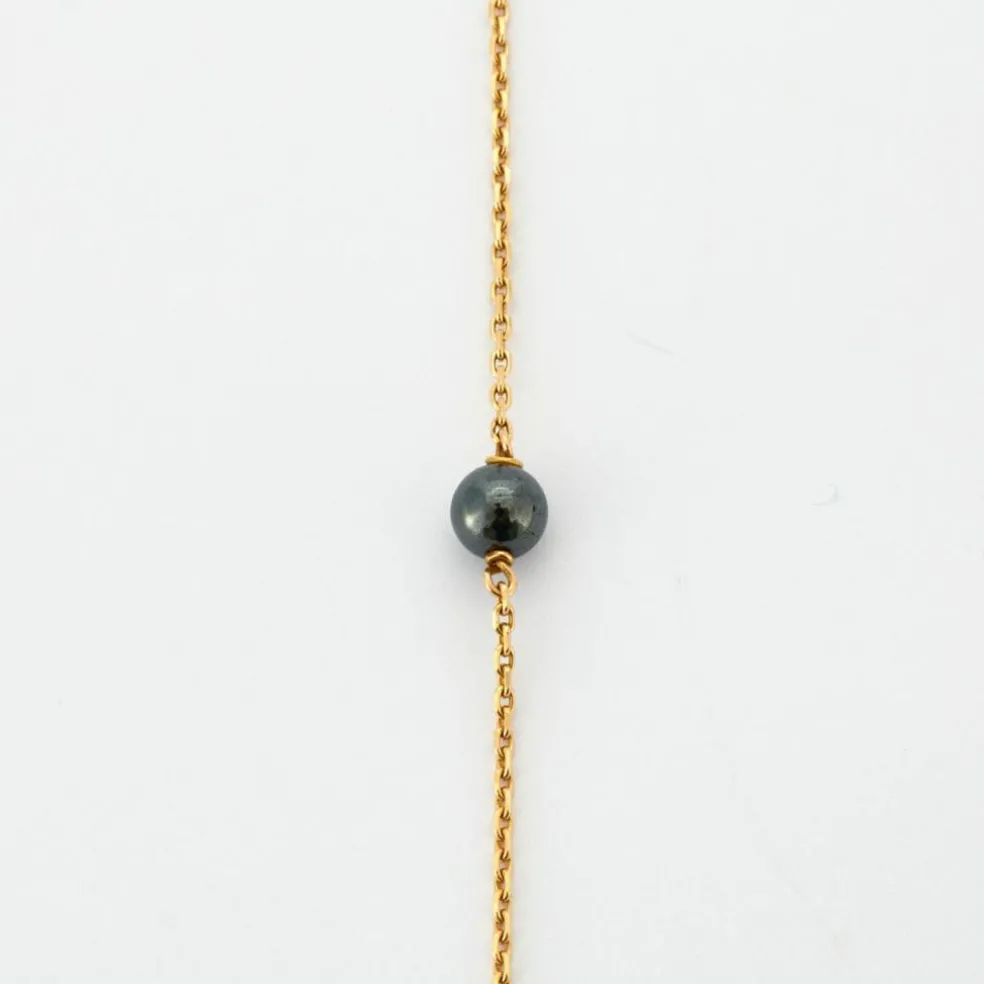 Collier Perles D'hématite Or Jaune