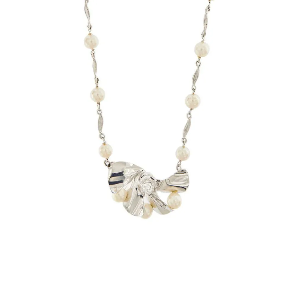 Collier perles diamants