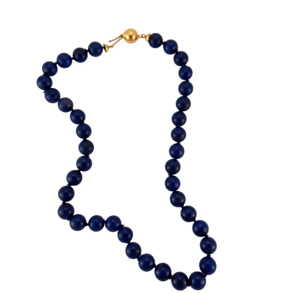 Collier perles Lapis Lazuli, Or