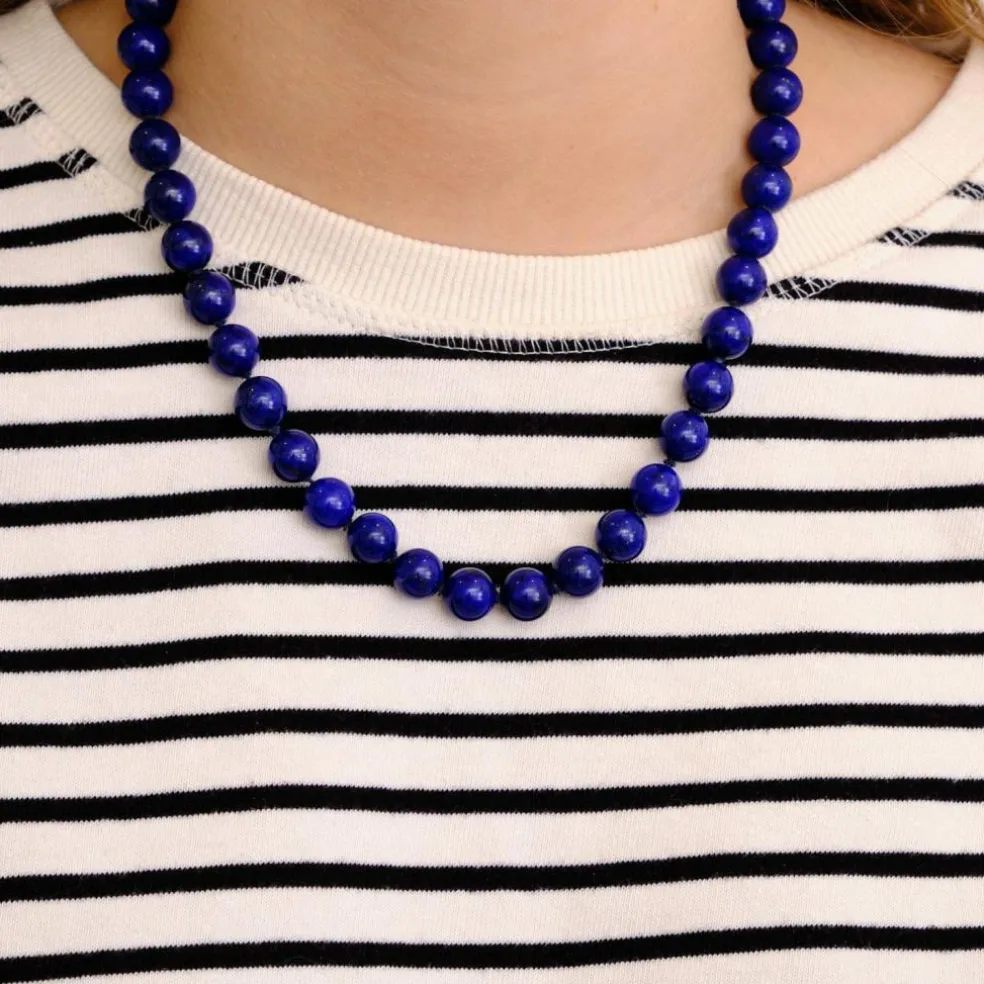 Collier perles Lapis Lazuli, Or