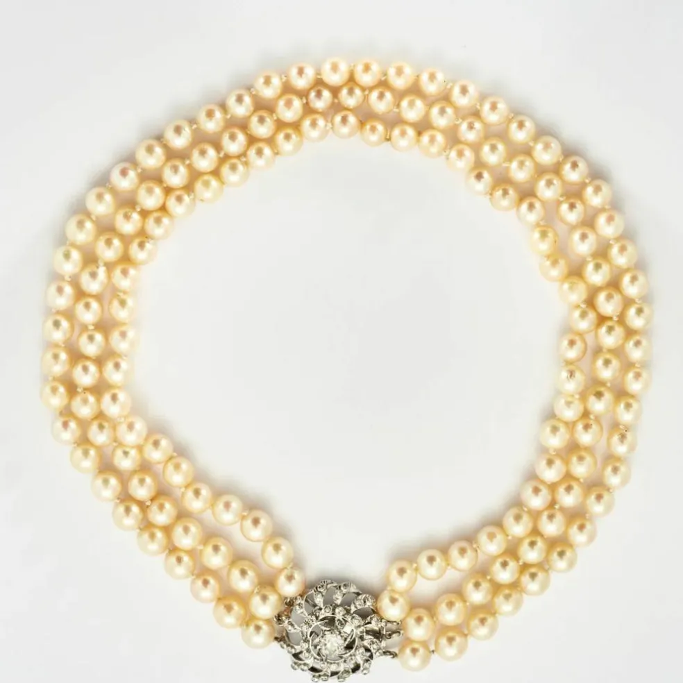 Collier Perles Or & Diamants