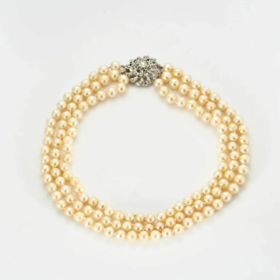 Collier Perles Or & Diamants