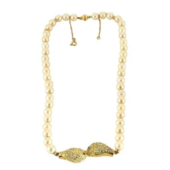 Collier perles or jaune et brillants