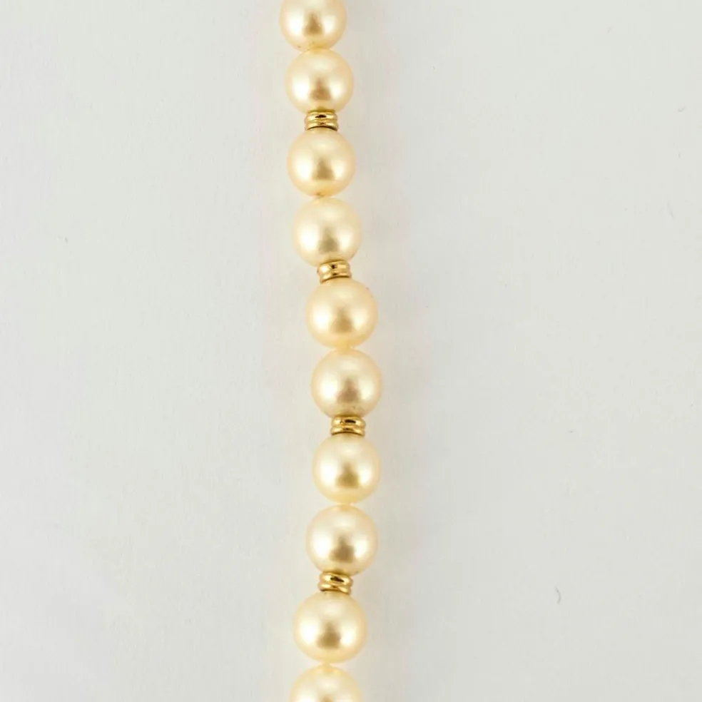 Collier perles or jaune et brillants