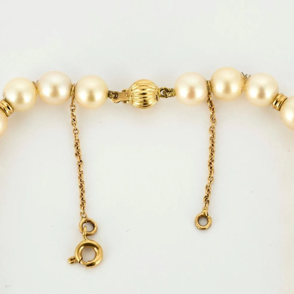 Collier perles or jaune et brillants