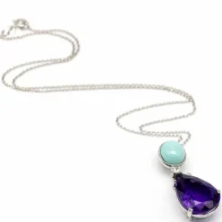 Collier persan avec turquoise et améthyste.