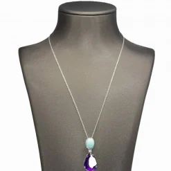 Collier persan avec turquoise et améthyste.