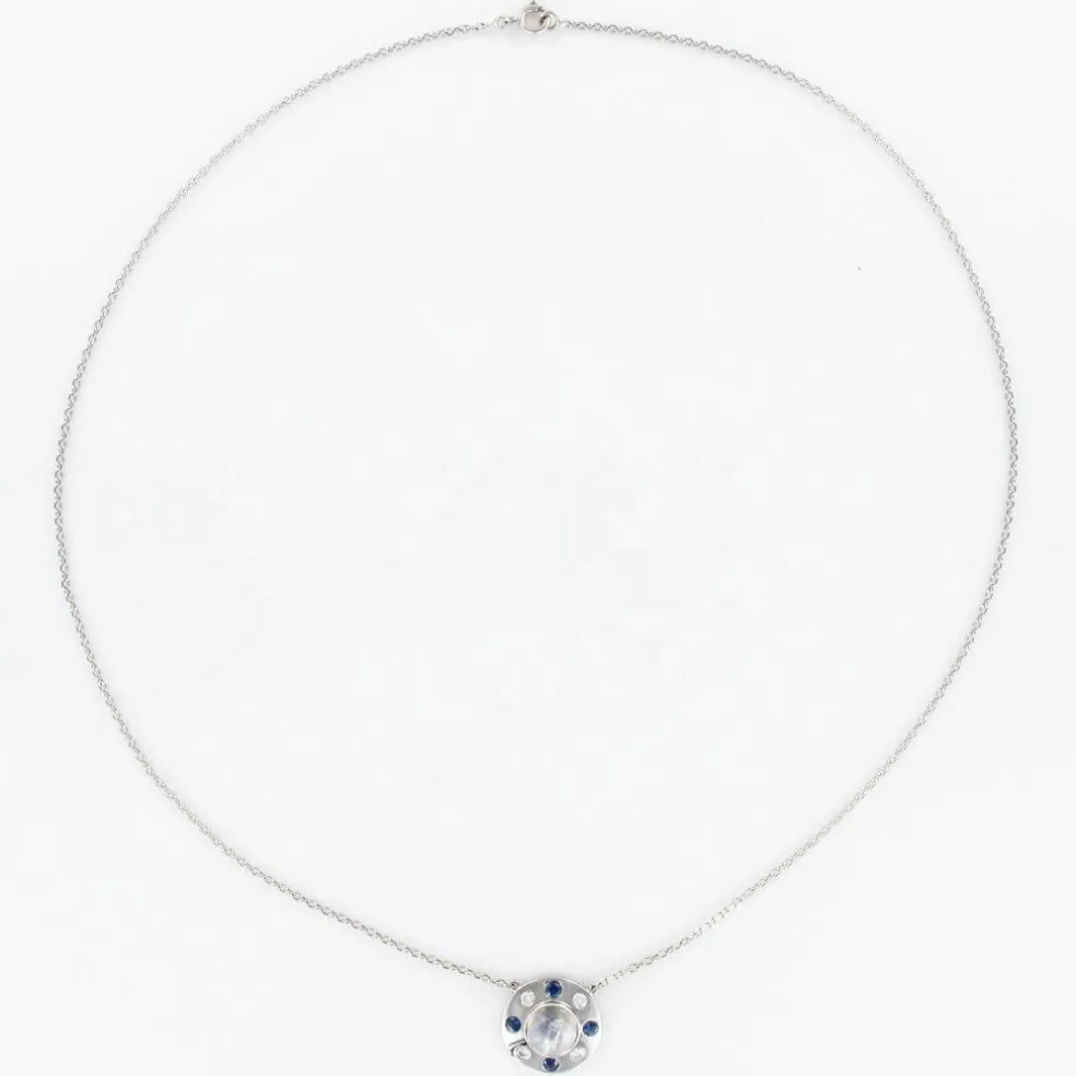 Collier pierre de lune saphirs diamants