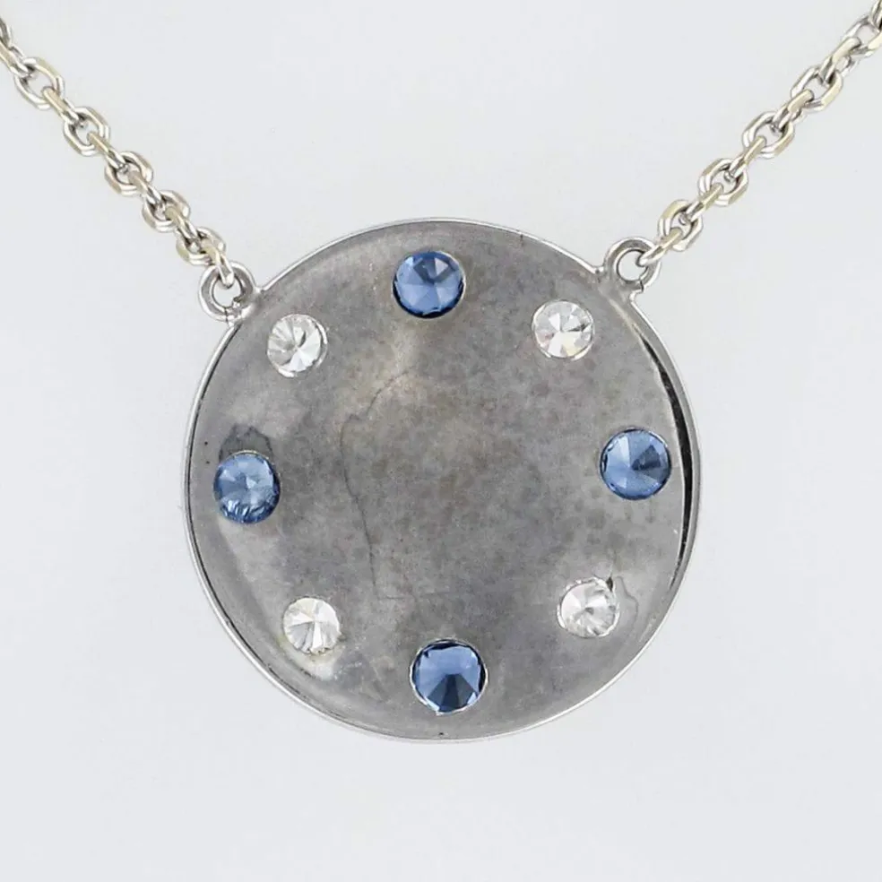 Collier pierre de lune saphirs diamants