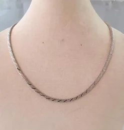 COLLIER PLAT VINTAGE OR BLANC