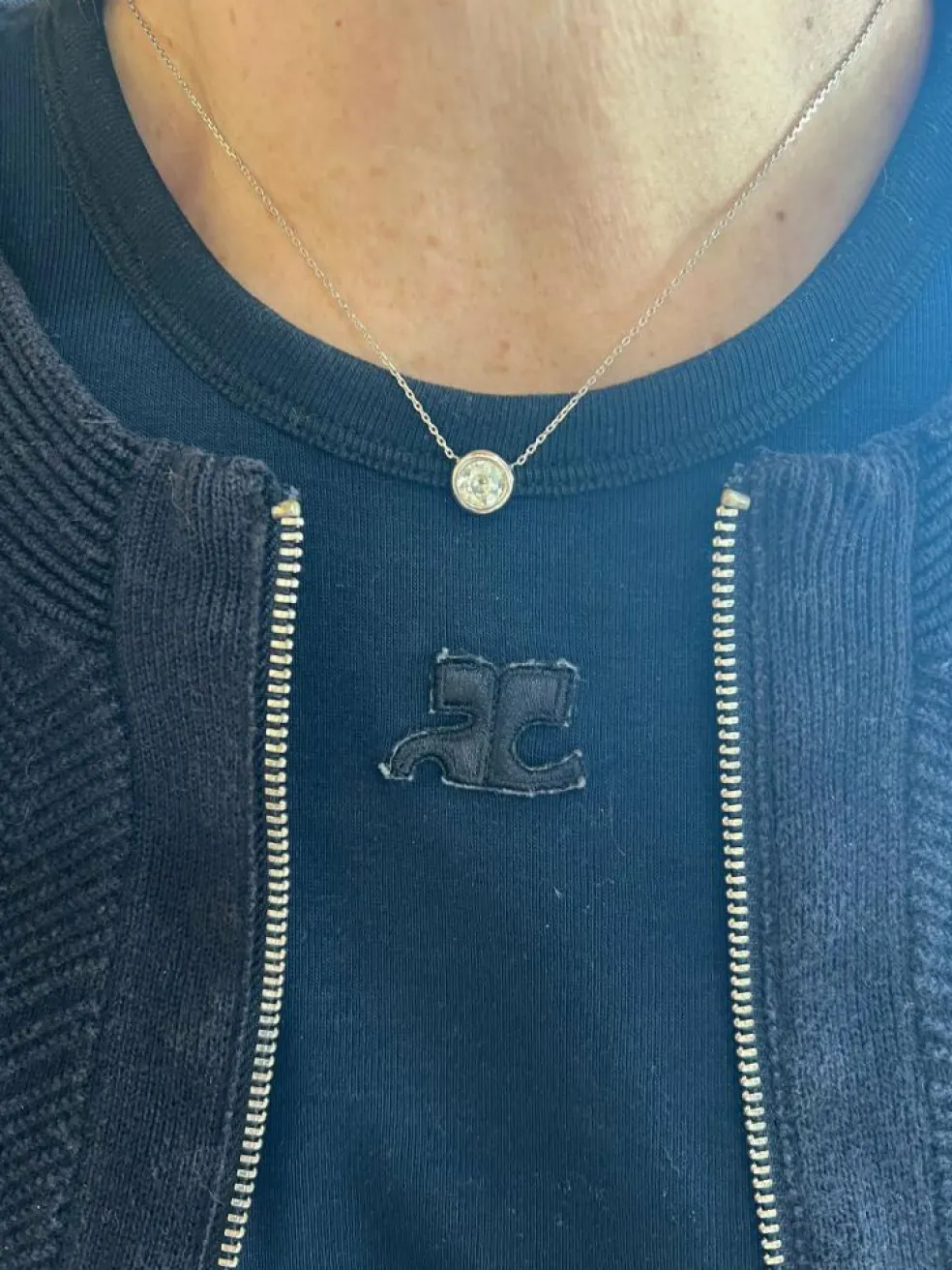 Collier Pneu Diamant Or Gris 18 Carats