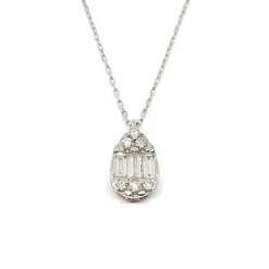 Collier poire diamants or blanc