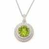Collier péridot entourage diamants or blanc