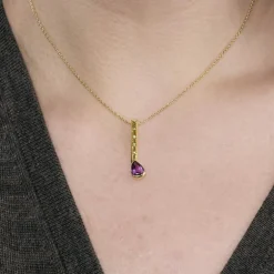 Collier Péridots, Améthyste en or jaune