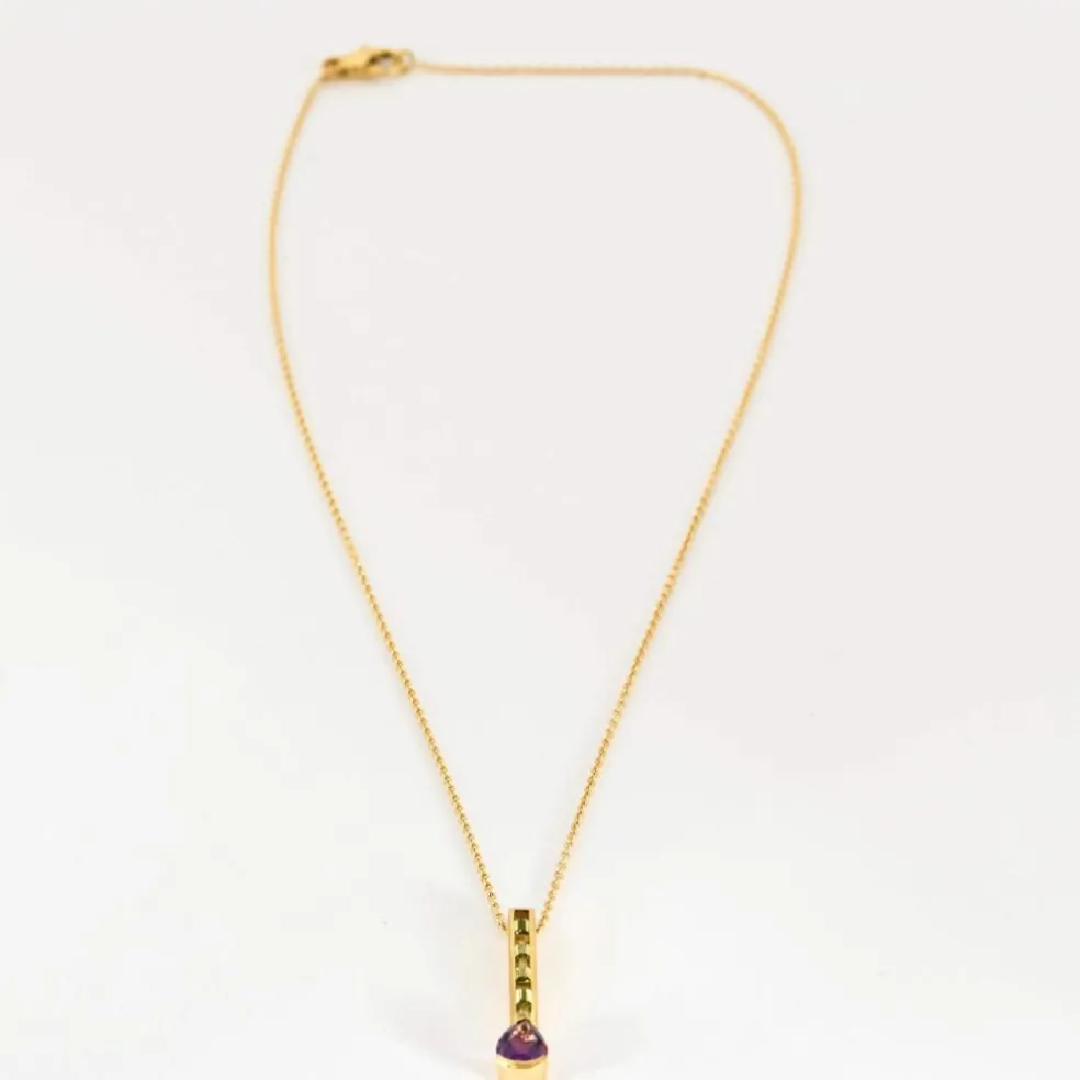 Collier Péridots, Améthyste en or jaune