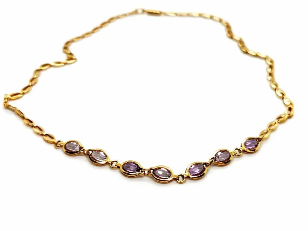Collier Ras de cou Or jaune Améthyste