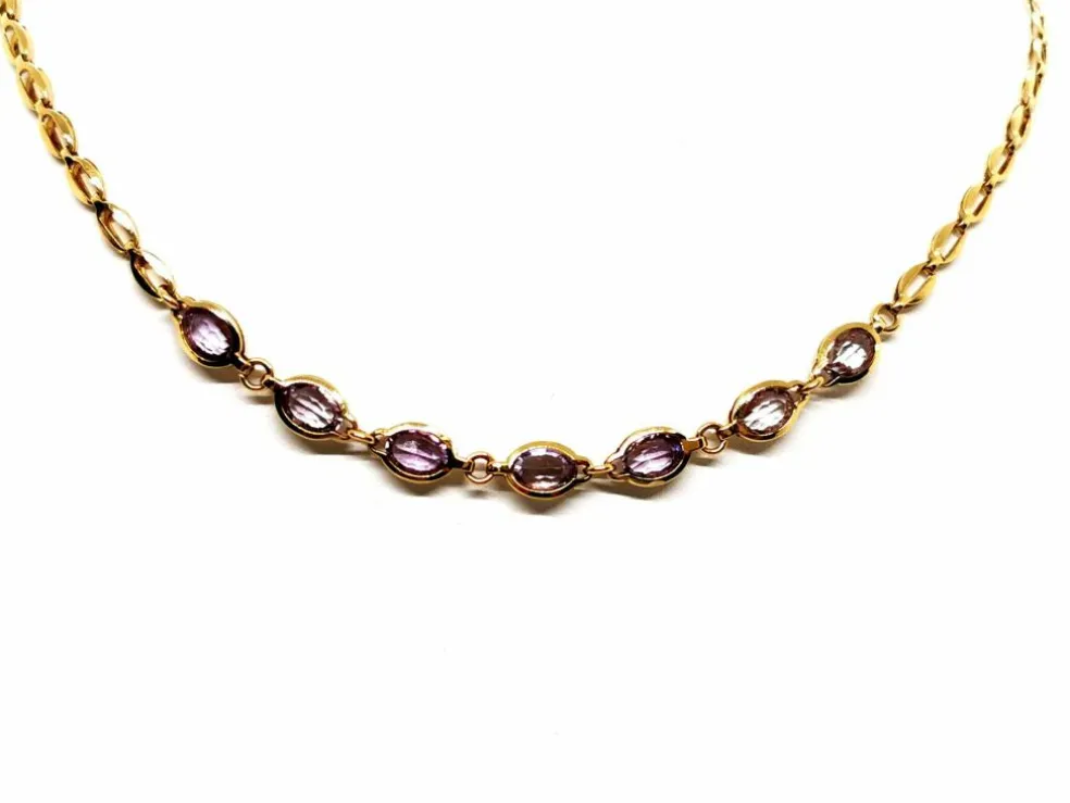 Collier Ras de cou Or jaune Améthyste