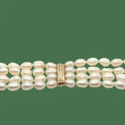 Collier ras de cou or jaune et blanc - Perles de culture baroque