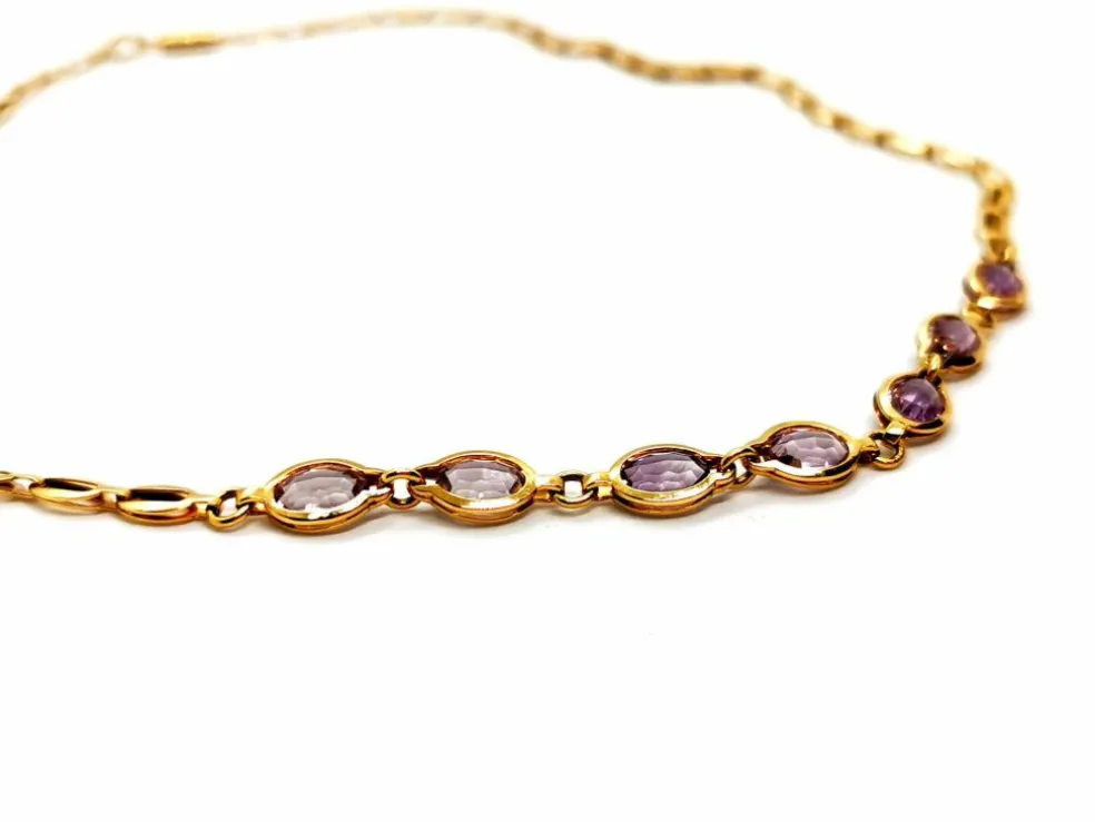 Collier Ras de cou Or jaune Améthyste