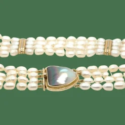 Collier ras de cou or jaune et blanc - Perles de culture baroque