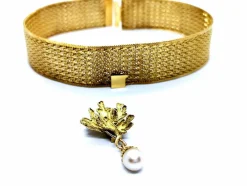 Collier Ras de cou Or jaune Perle
