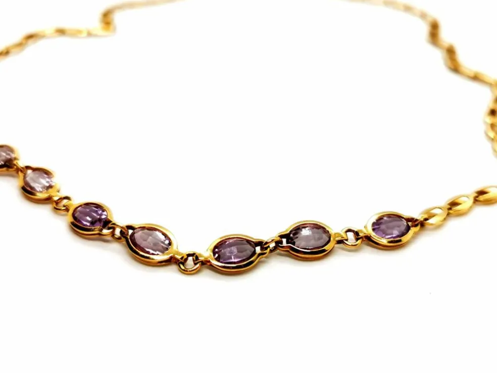 Collier Ras de cou Or jaune Améthyste