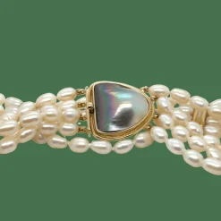Collier ras de cou or jaune et blanc - Perles de culture baroque