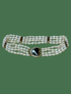 Collier ras de cou or jaune et blanc - Perles de culture baroque