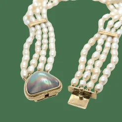 Collier ras de cou or jaune et blanc - Perles de culture baroque